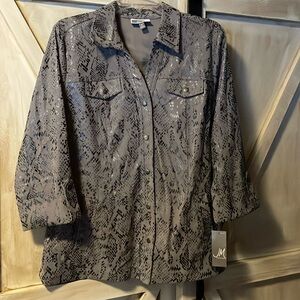 JM Collection Animal Print Jacket Gray New With Tags